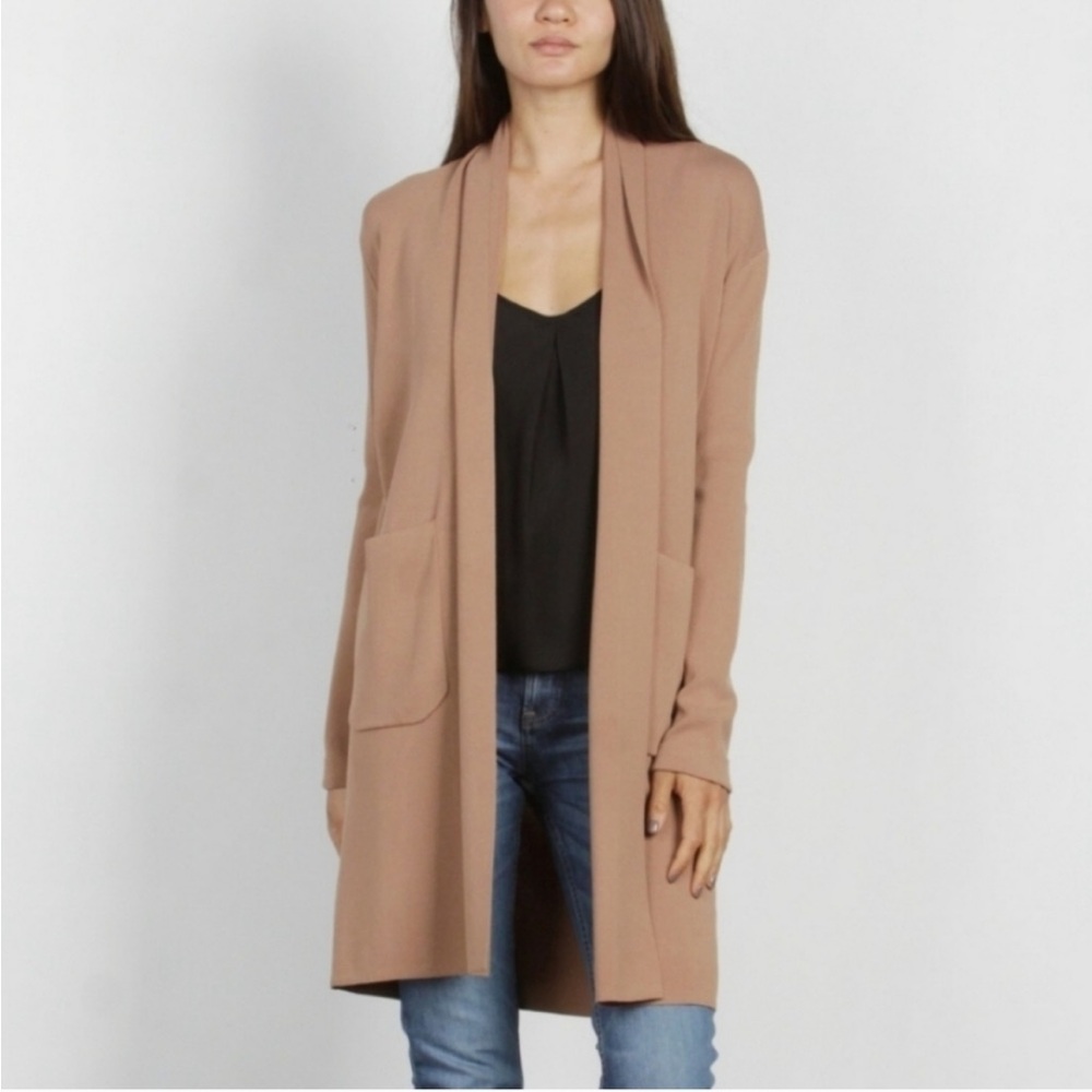 Mod Ref Jack Open Front Long Cardigan Light Brown size M